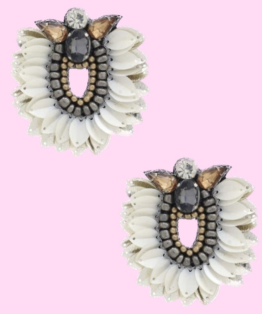 Off White Featured Jeweled Earrings