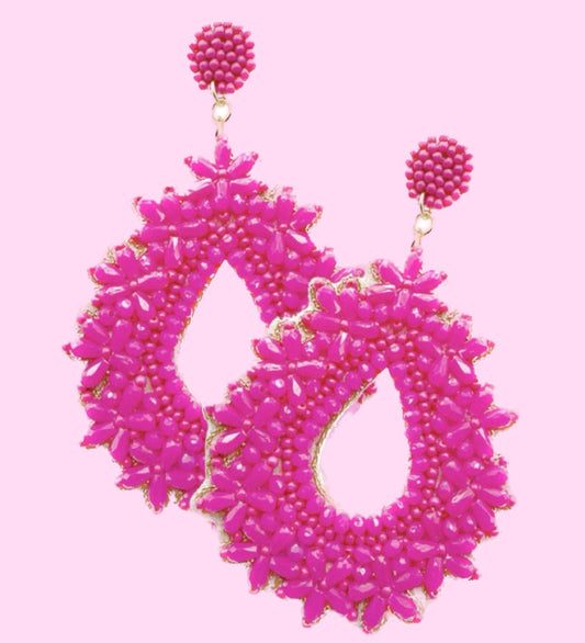 Hot Pink Oval Earrings