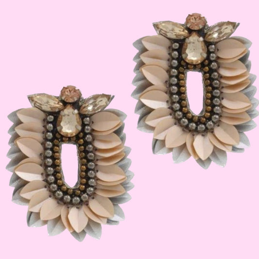 Tan Featured Lightweight Jeweled Earrings