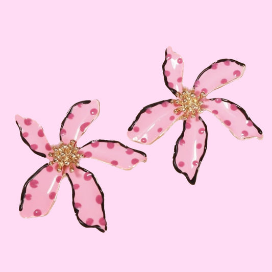 Pink Dot Flower Earrings