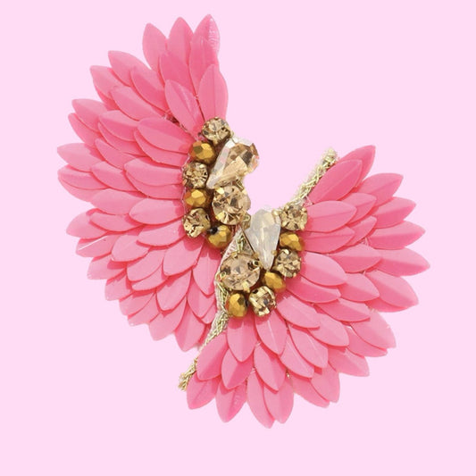 Barbie Pink and Gold Wing Earrings