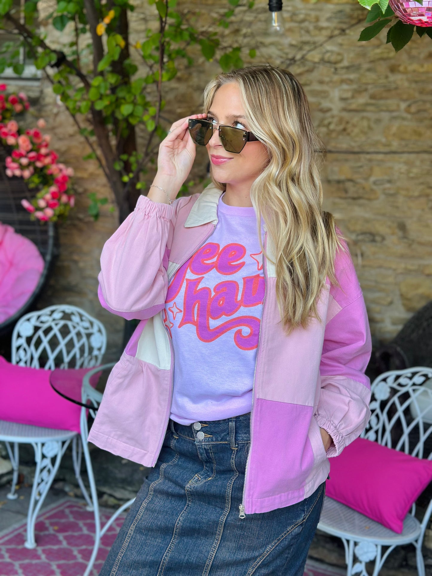 Blush Color Block Jacket
