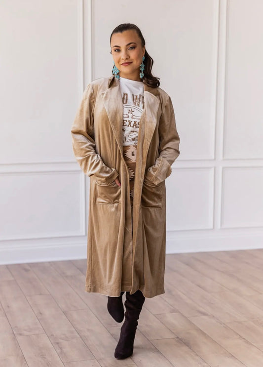 Beige Velvet Duster