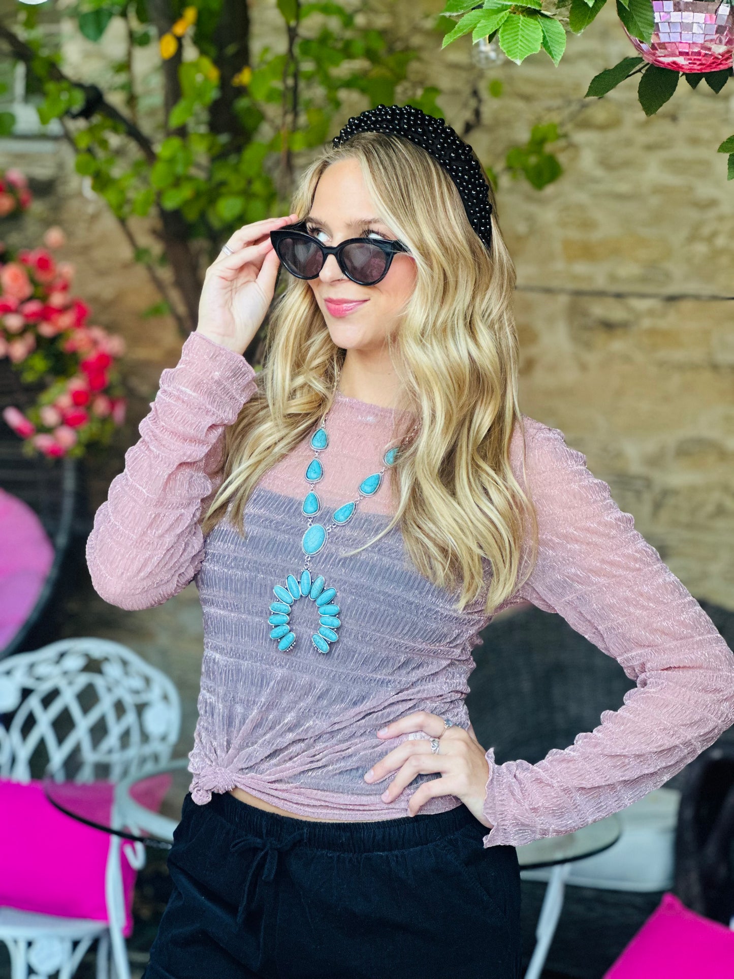 Mauve Sheer Shimmer Top