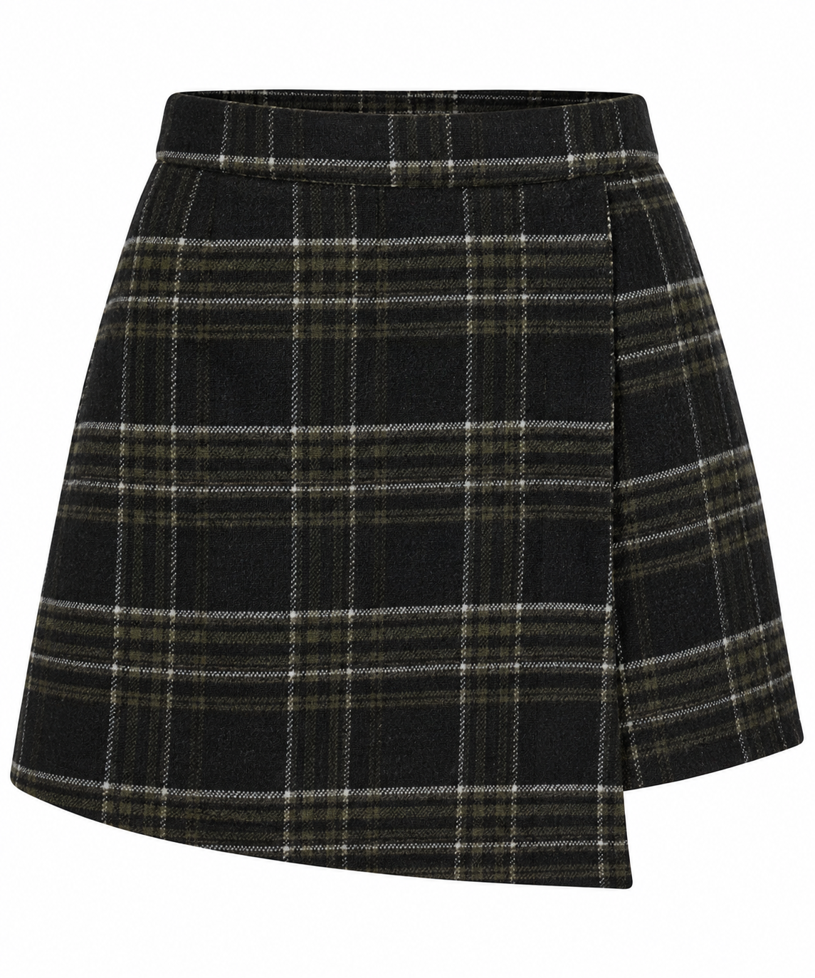 Black Plaid Wrap Skort