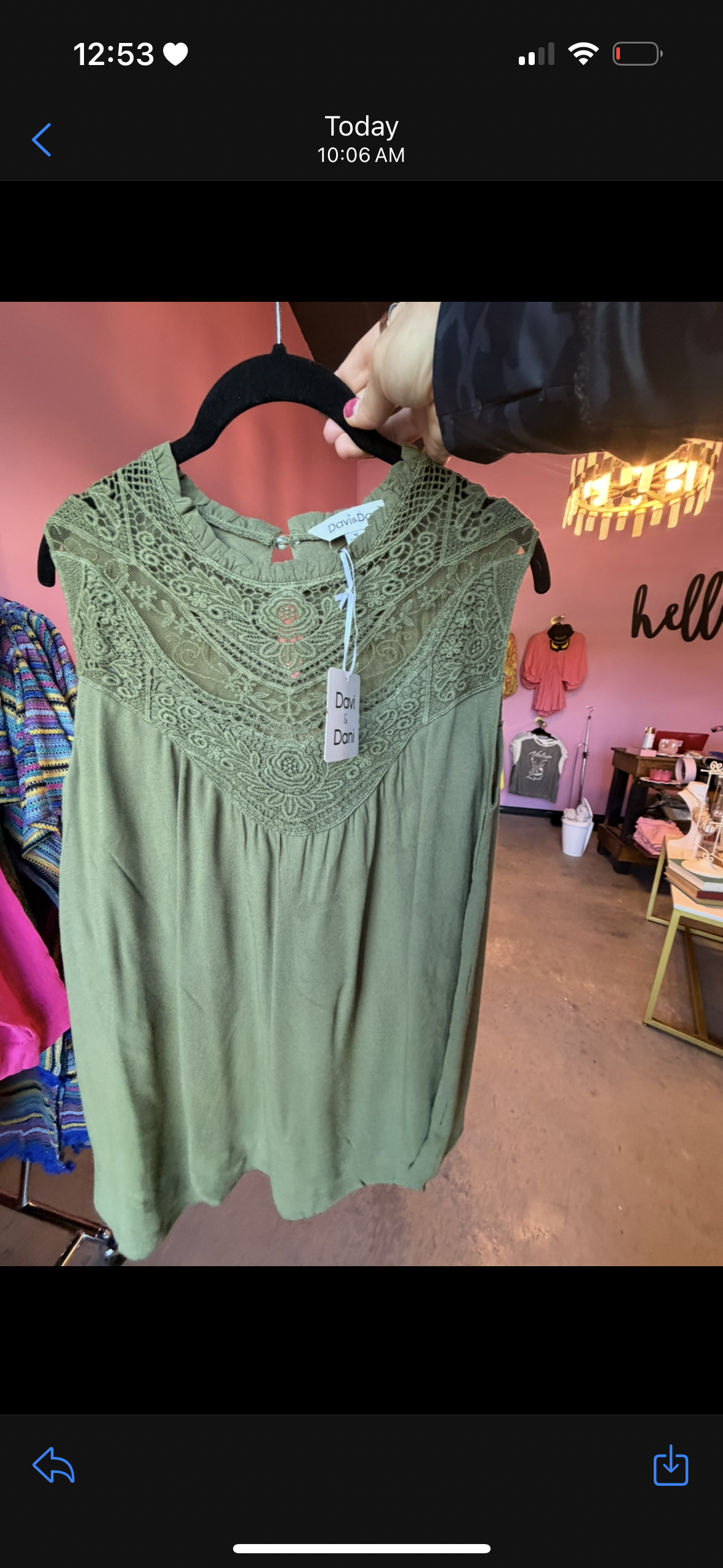 Boho Olive Sleeveless Top (LG)