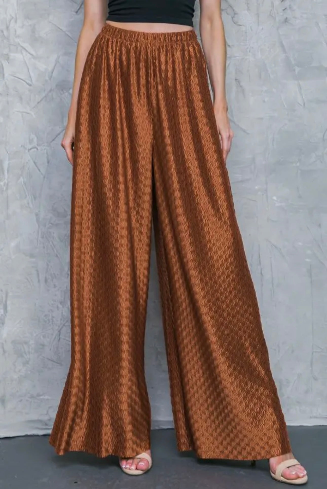 Rust Brown Texture Woven Pants