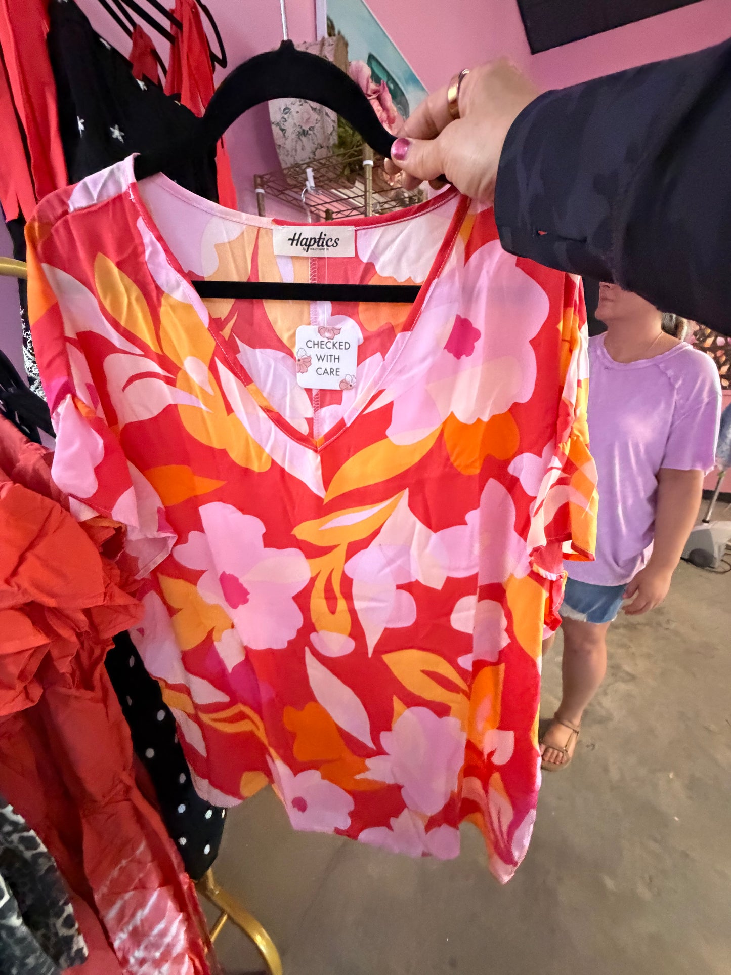 Coral + Orange V Blouse (LG)