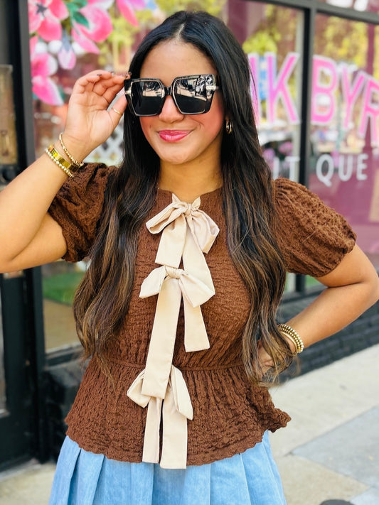 Brown Bow Blouse
