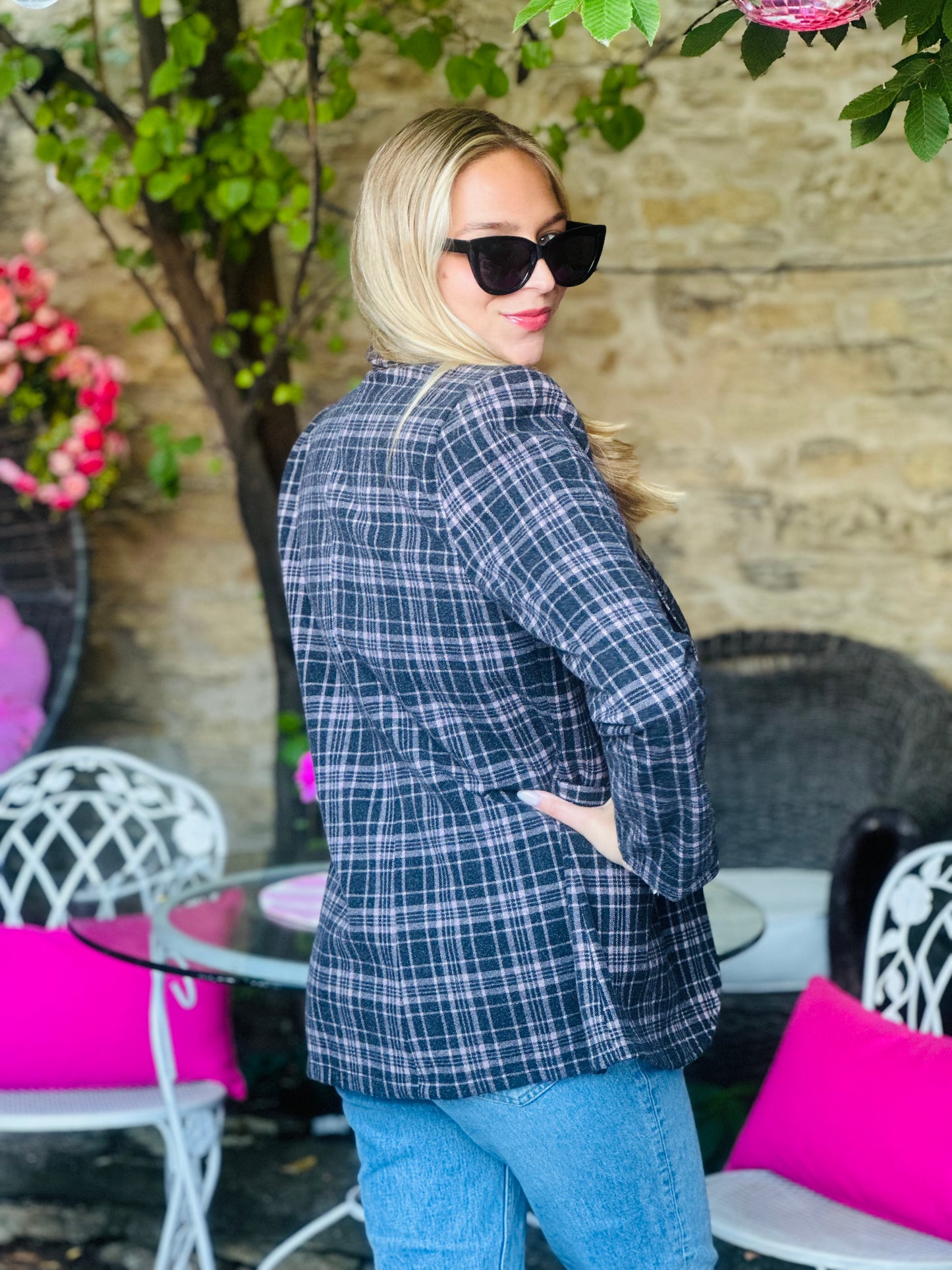 Mauve Plaid Blazer