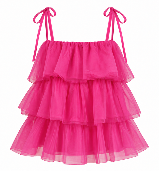 Fucshia Tulle Top