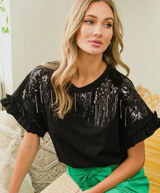 Rhinestone Black Top