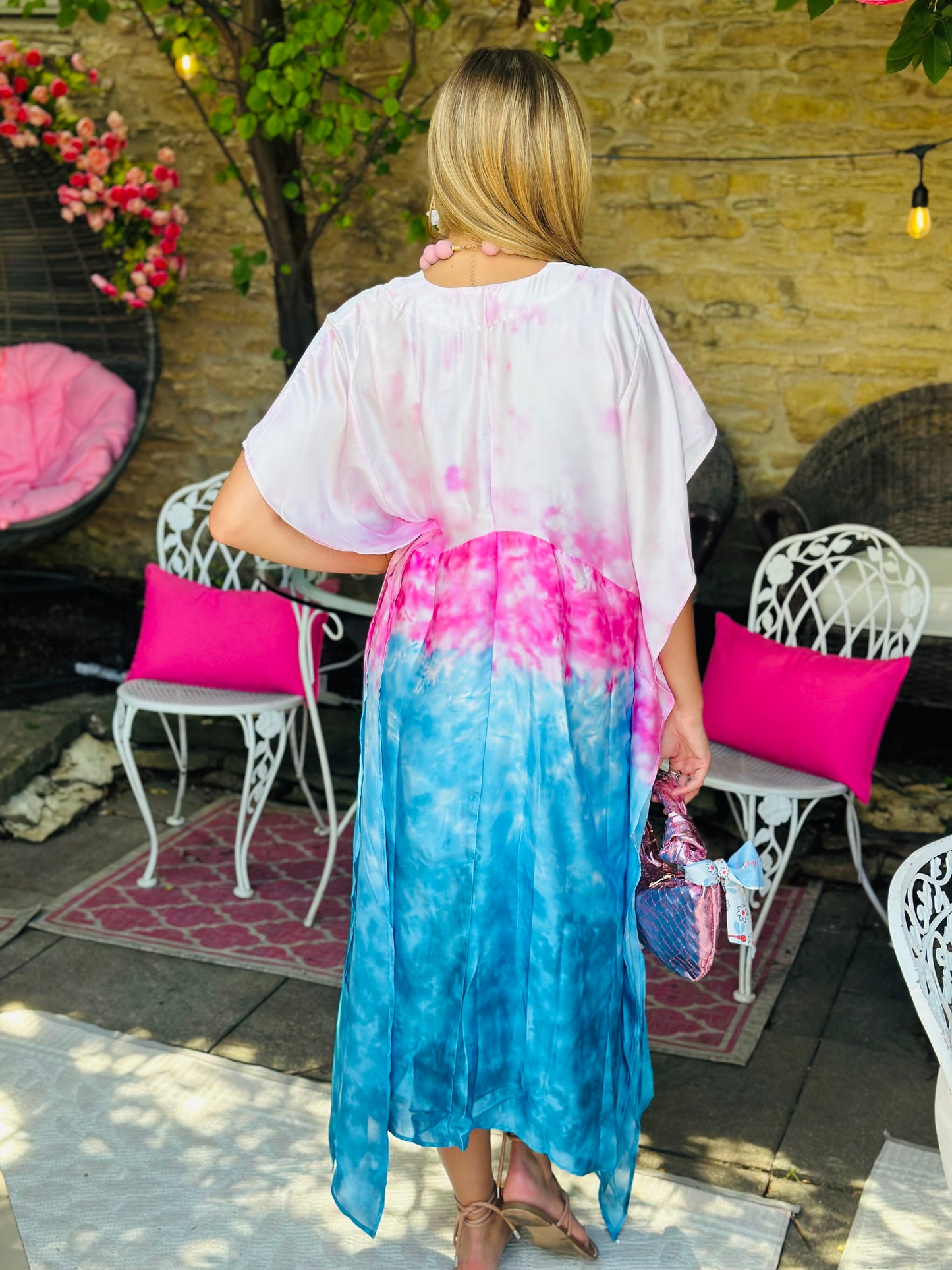 Pink + Blue Shoreline Caftan Dress