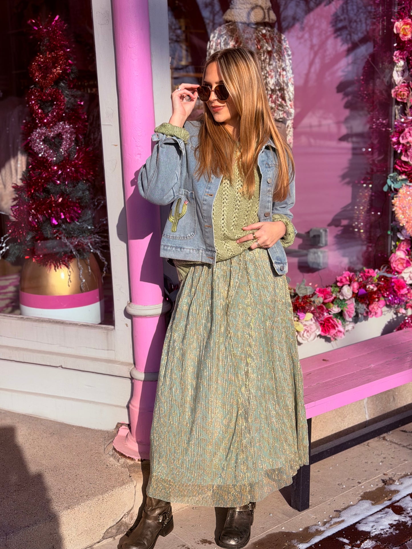 Sage+Gold Shimmer Skirt