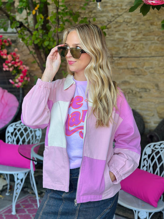 Blush Color Block Jacket