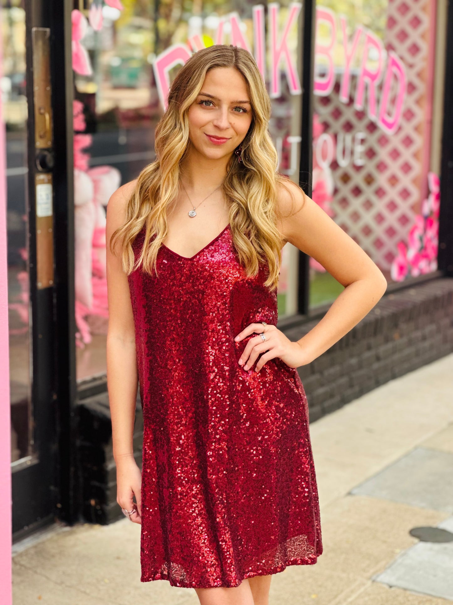 Red Sequin Mini Dress