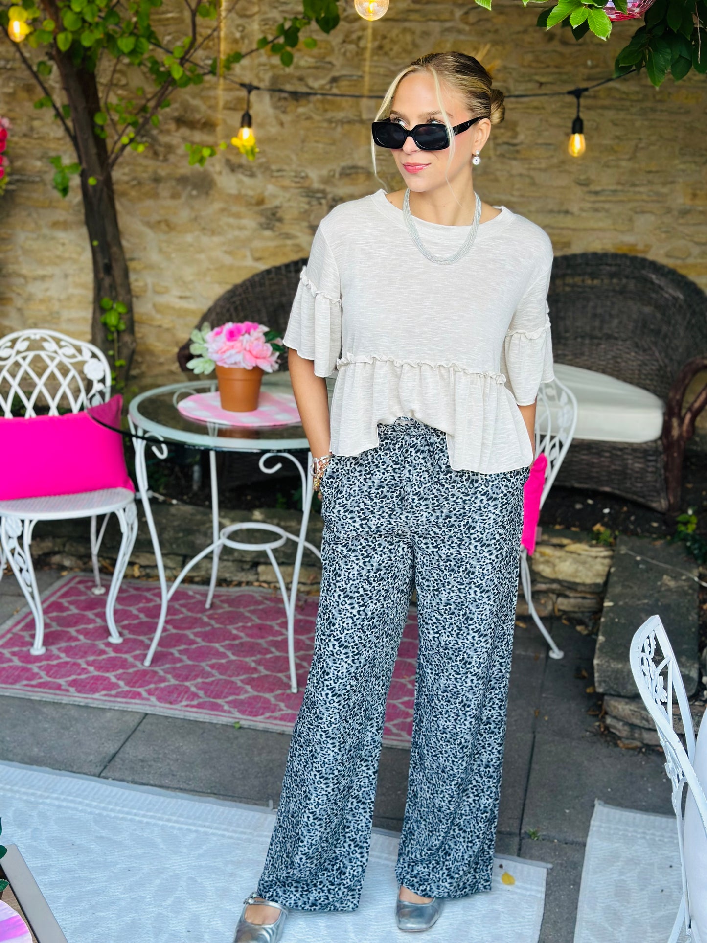 Grey Leopard Pants
