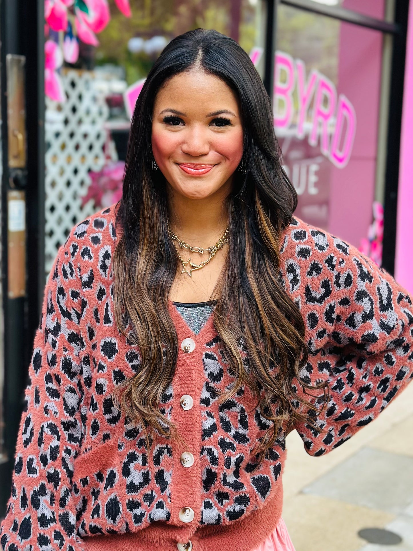 Furry Leopard Print Cardigan