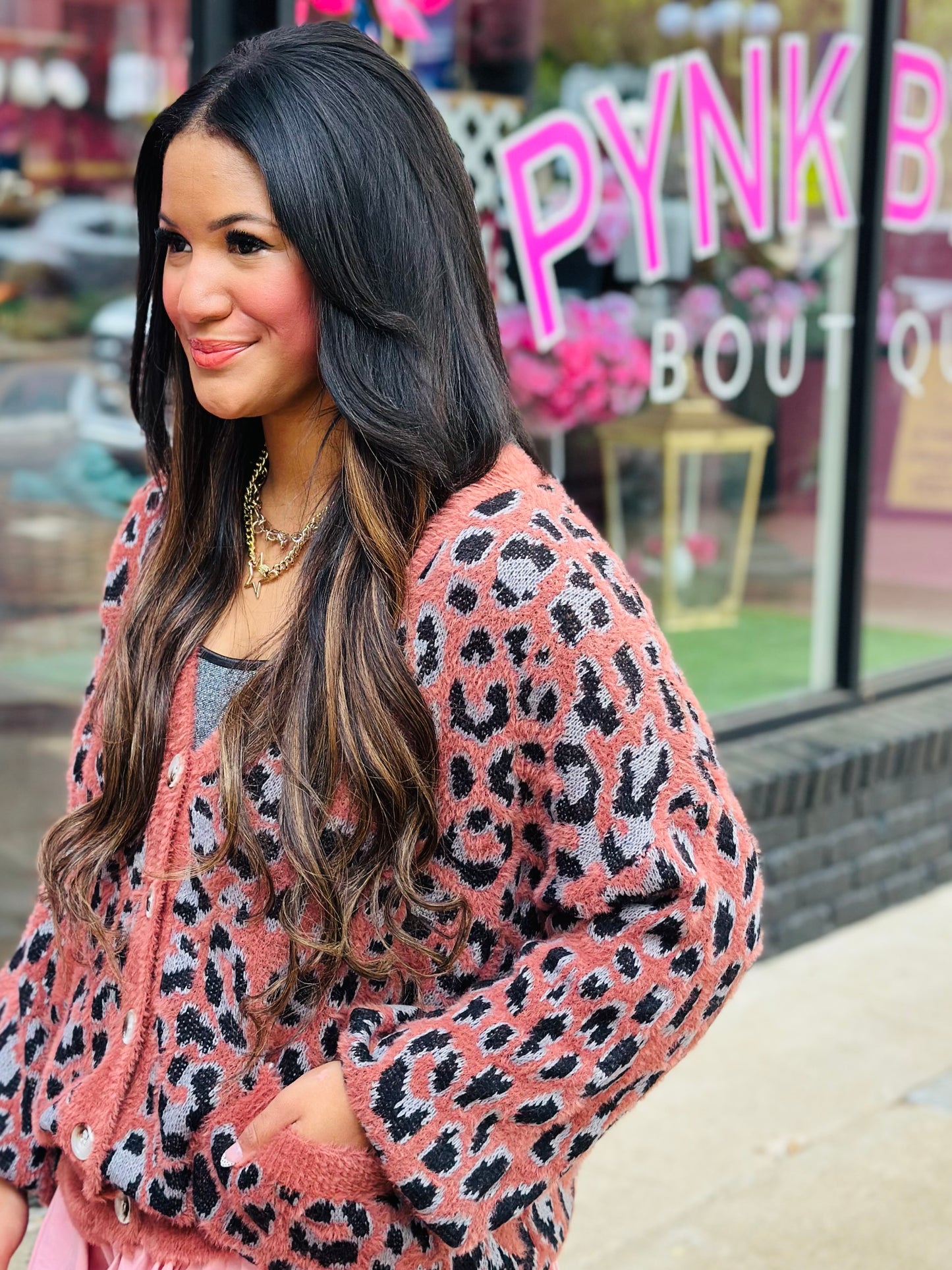 Furry Leopard Print Cardigan