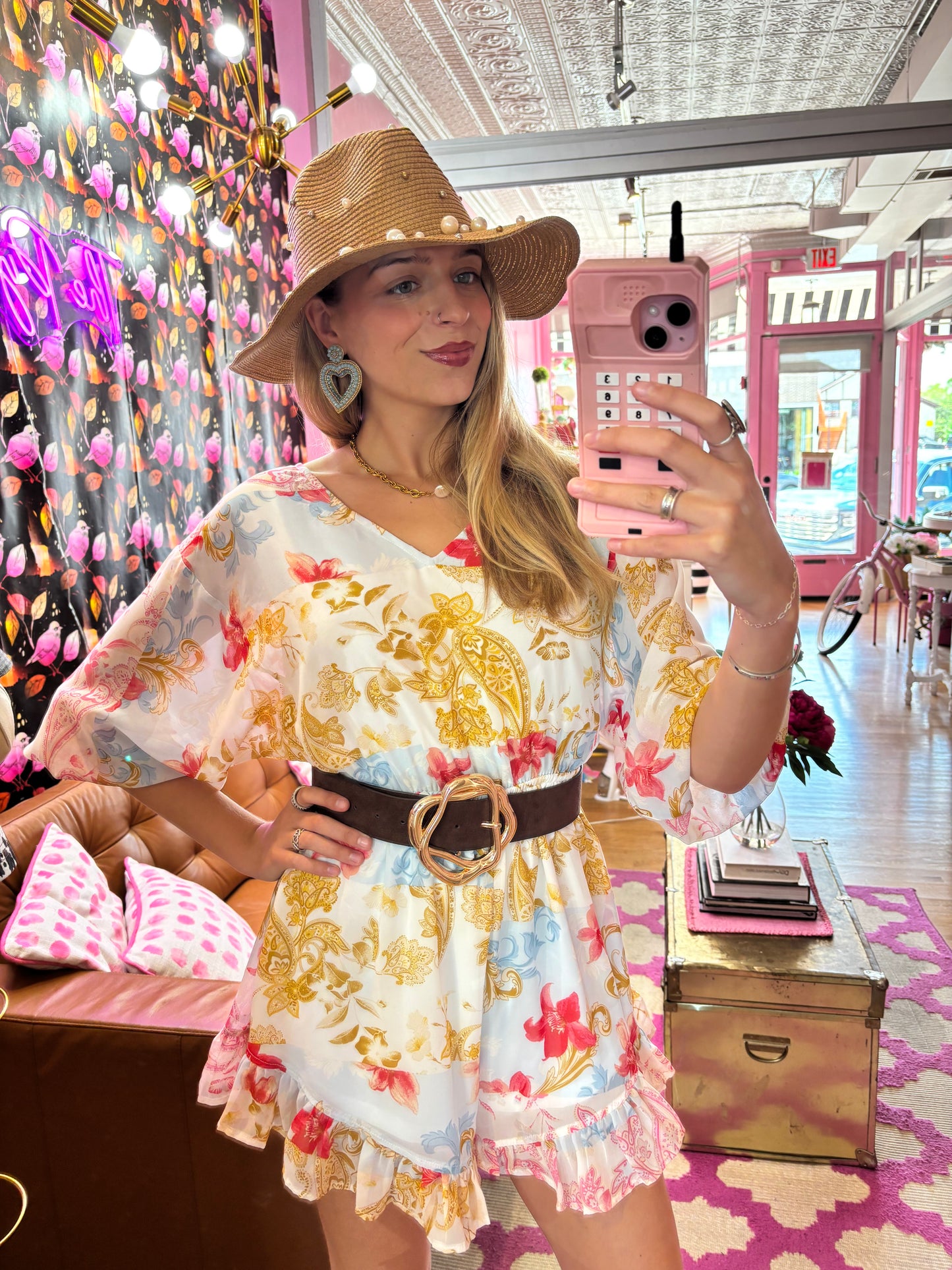 Gold + Blue Flower Romper (LG)