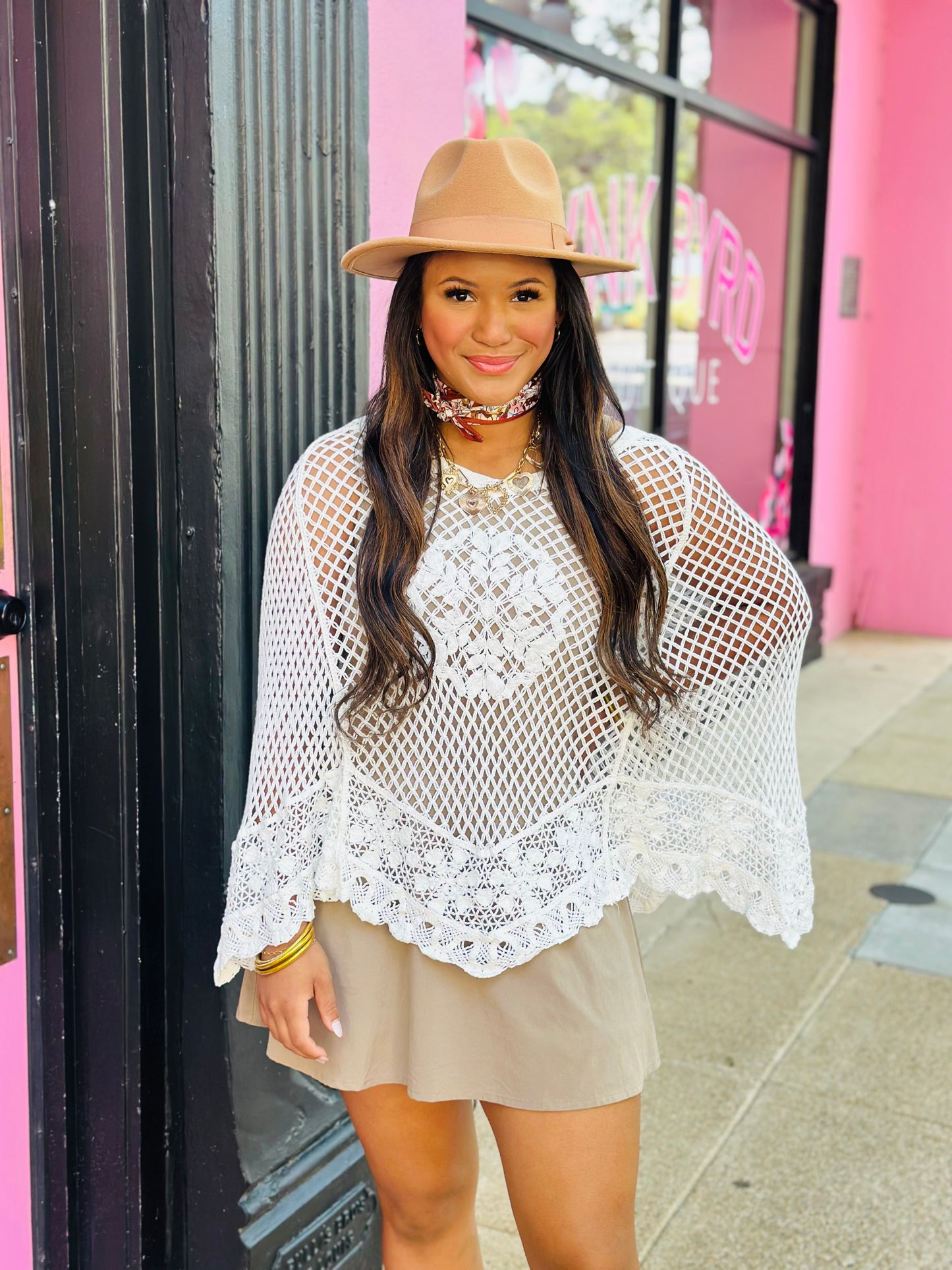 White Knit Poncho