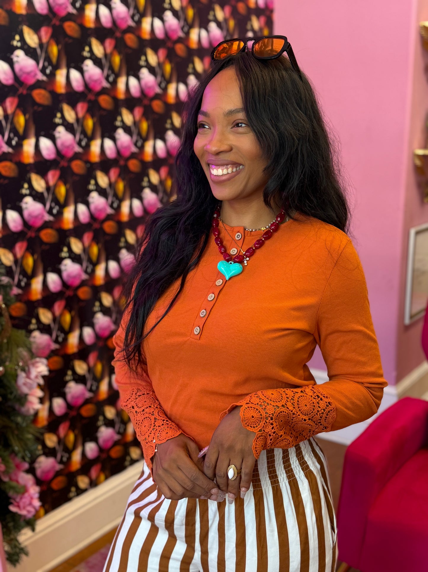 Pumpkin Scallop Sleeve Top LG
