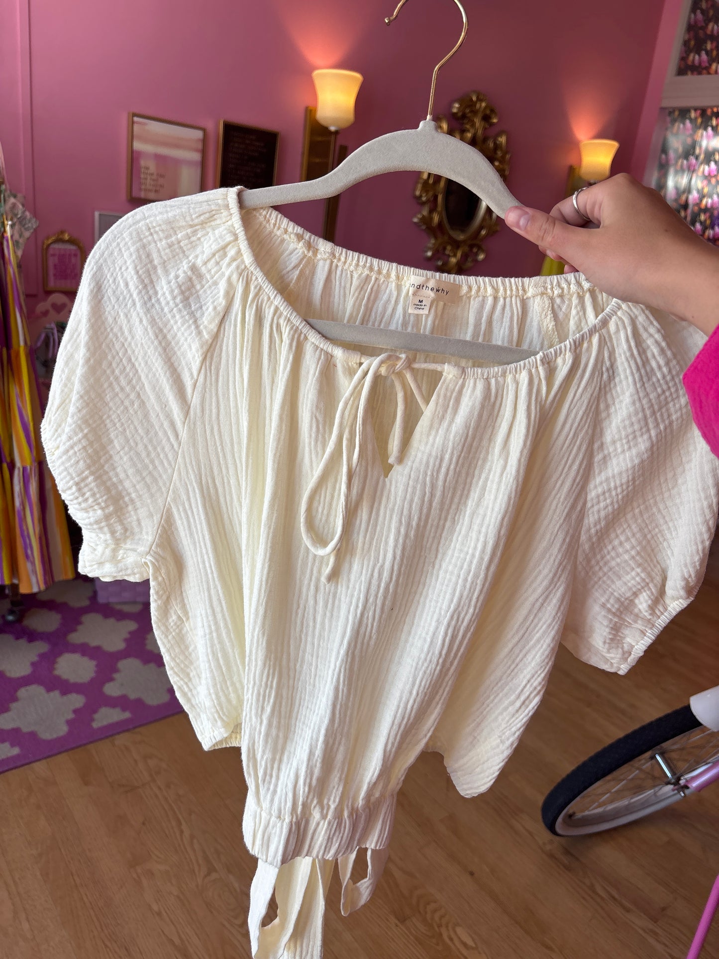 Cream Linen Crop Top (LG)