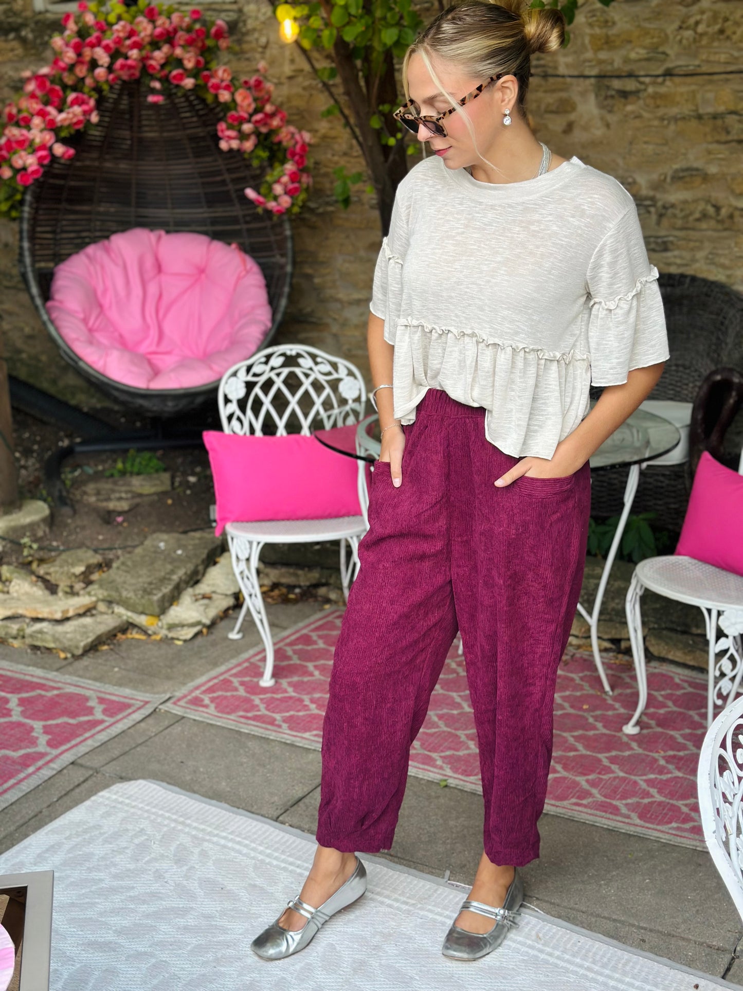 Burgundy Khaki Chord Pants