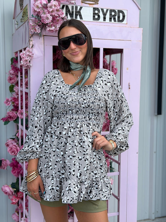 Grey Leopard Tunic LG