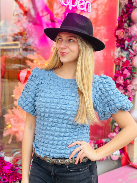 Dusty Blue Bubble Top