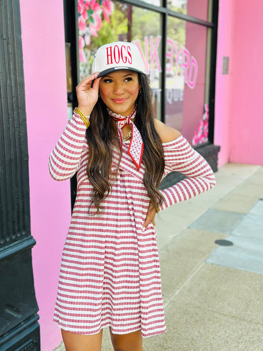 Maroon Stripe Dress