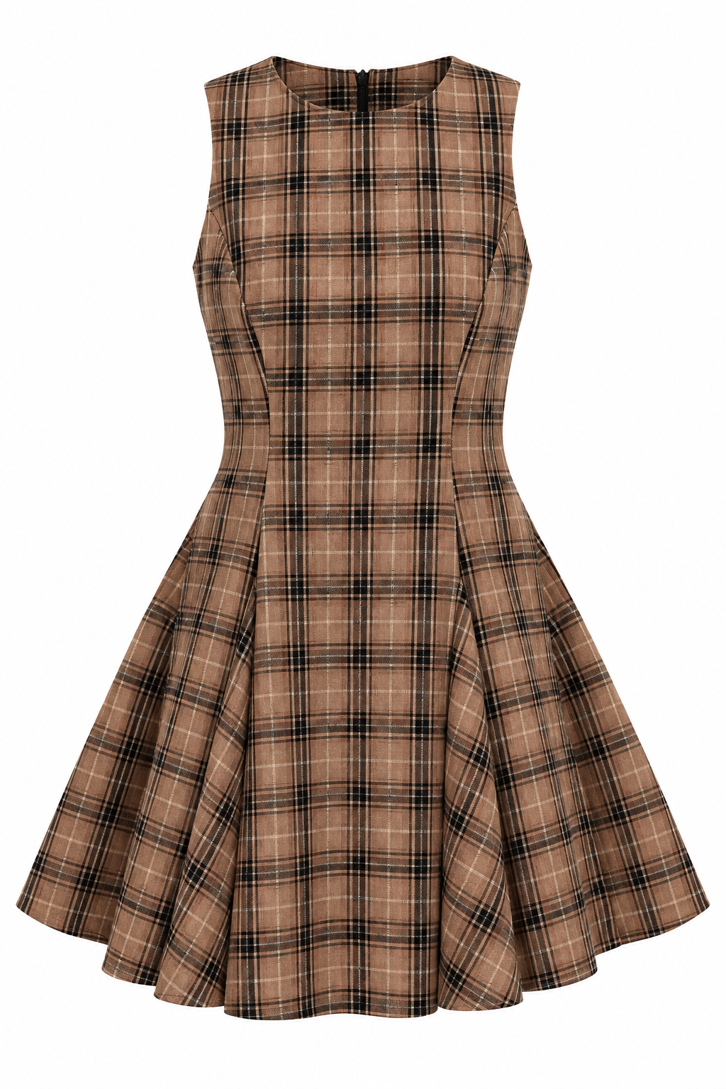 Khaki Plaid Mini Dress