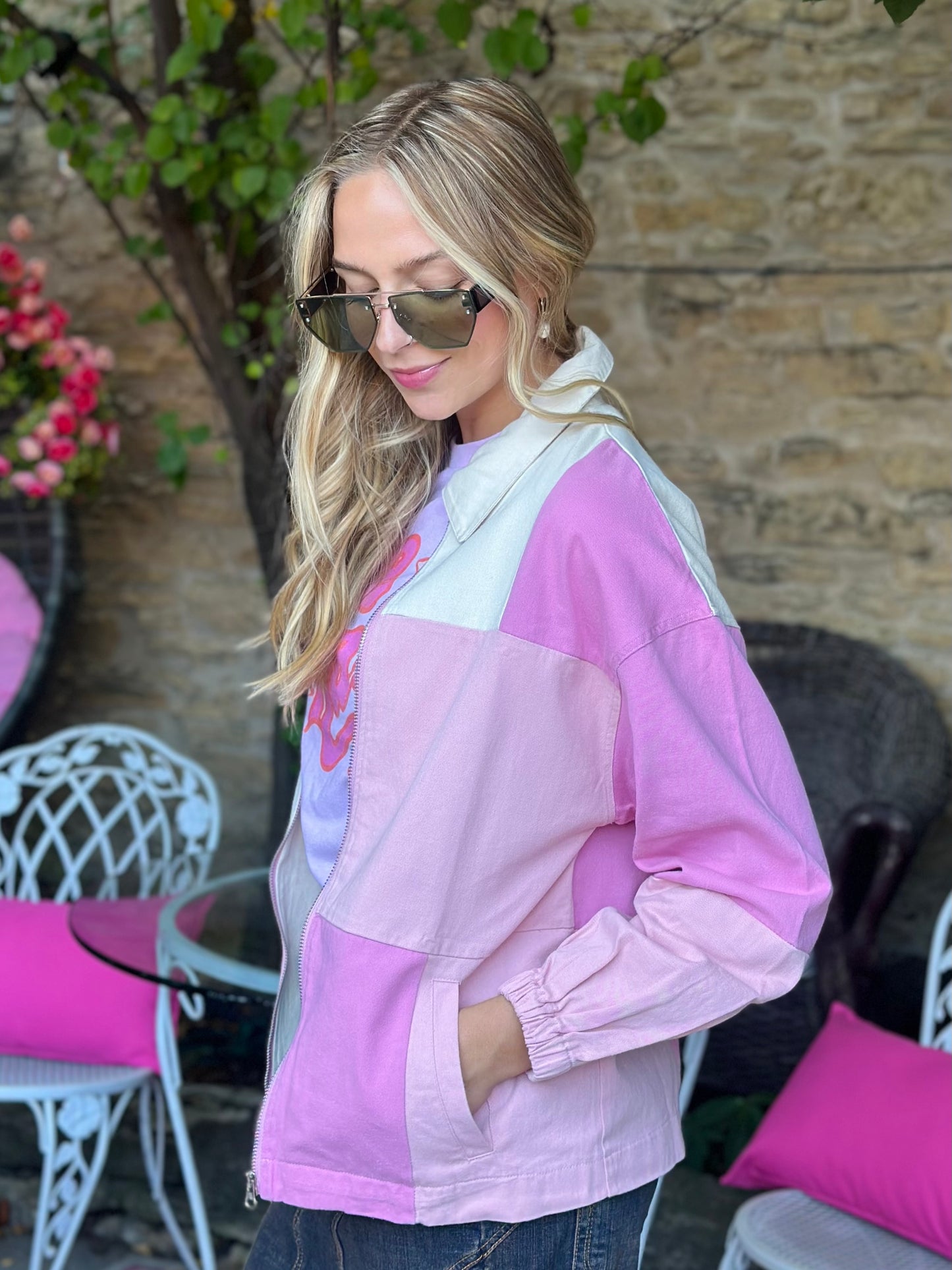Blush Color Block Jacket