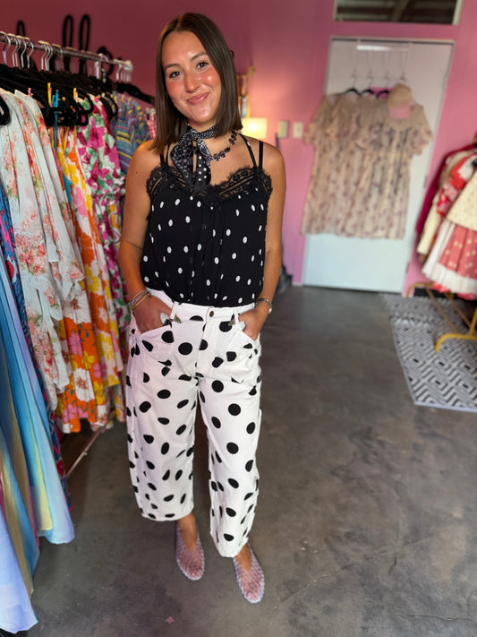 Polka Dot Barrel Pants
