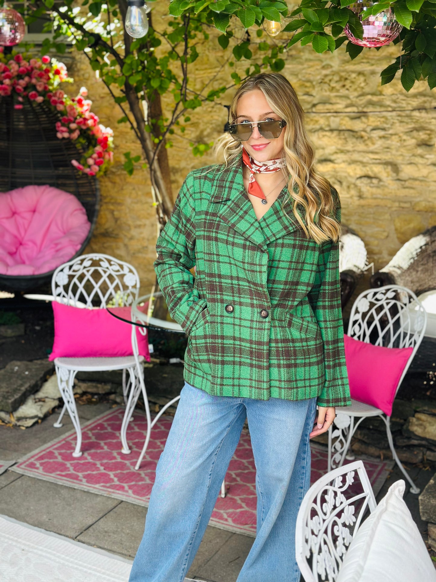 Green Plaid Blazer