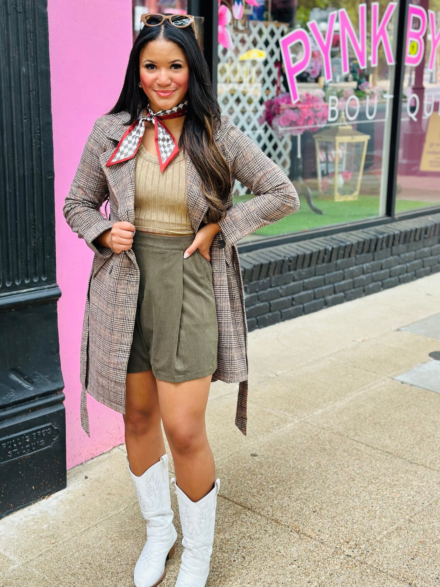 Plaid Wrap Coat Trench