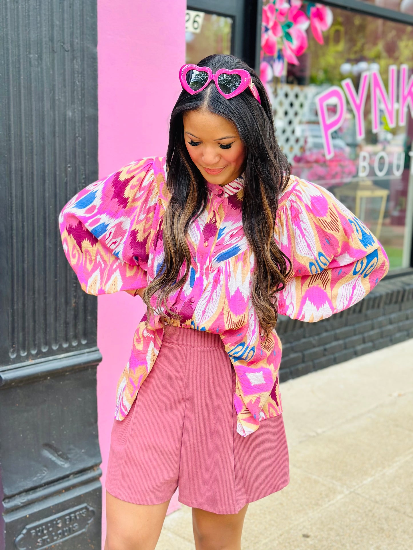 Mauve Pleated Cord Shorts