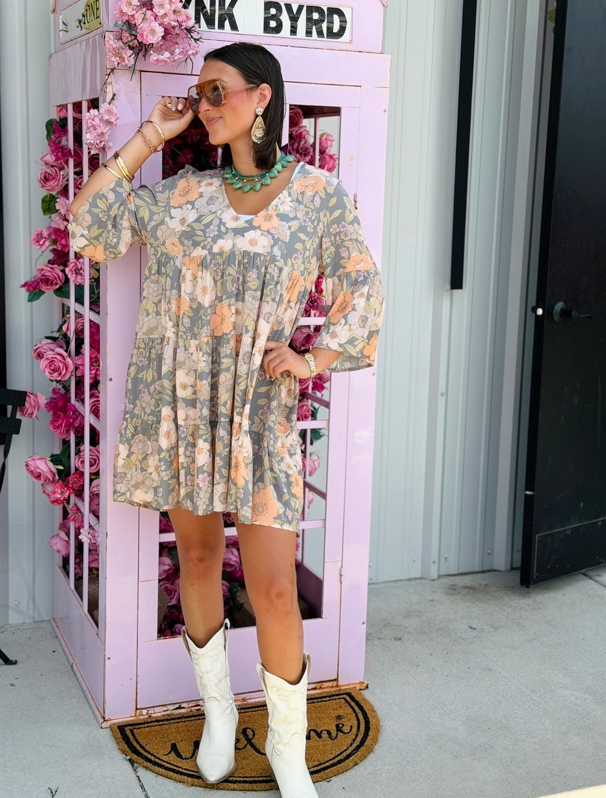 Olive Floral Dress
