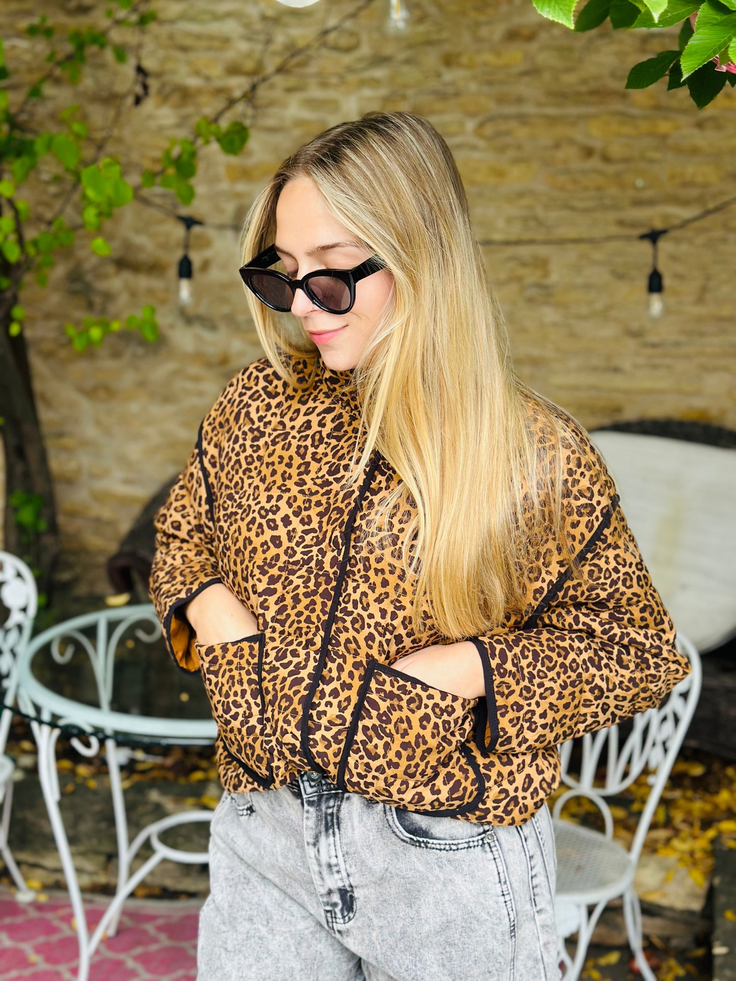 Quilted Leopard Puffer Jacket