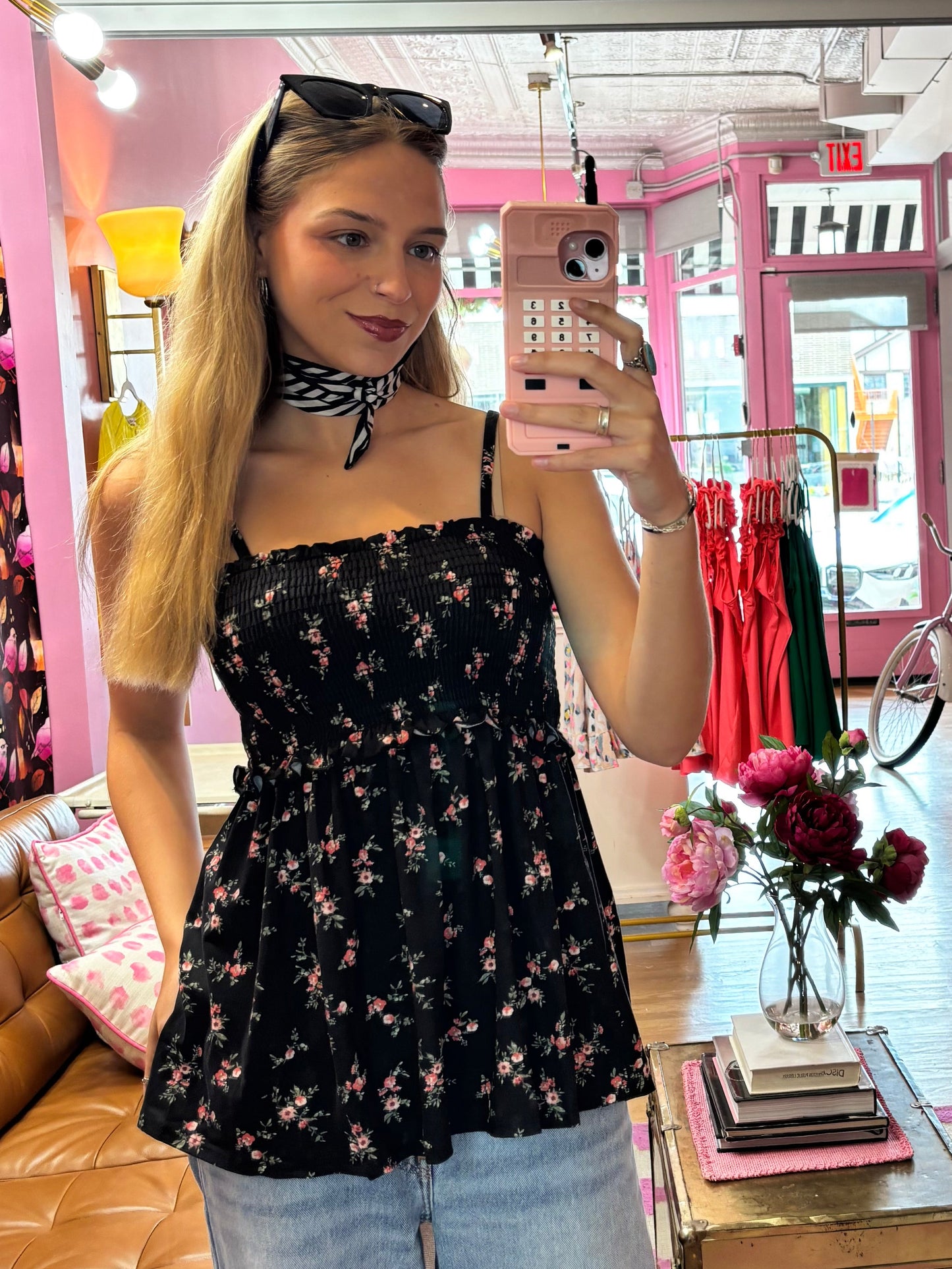 Black Floral Tank (LG)