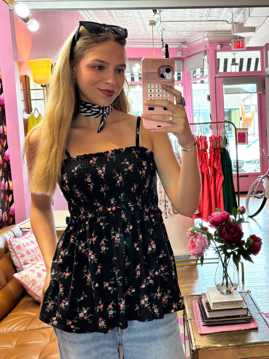 Black Floral Tank (LG)