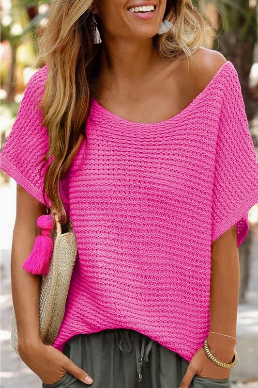 Around Neck Pink Knit Top