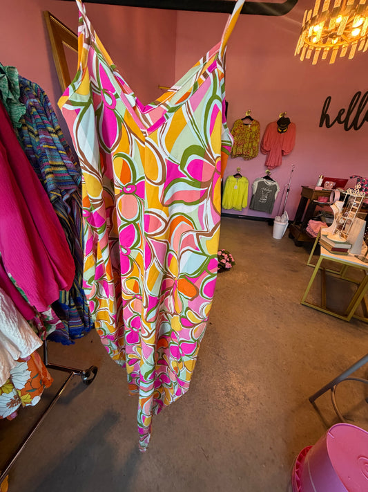 Pink + Orange + Green Flower Dress (LG)