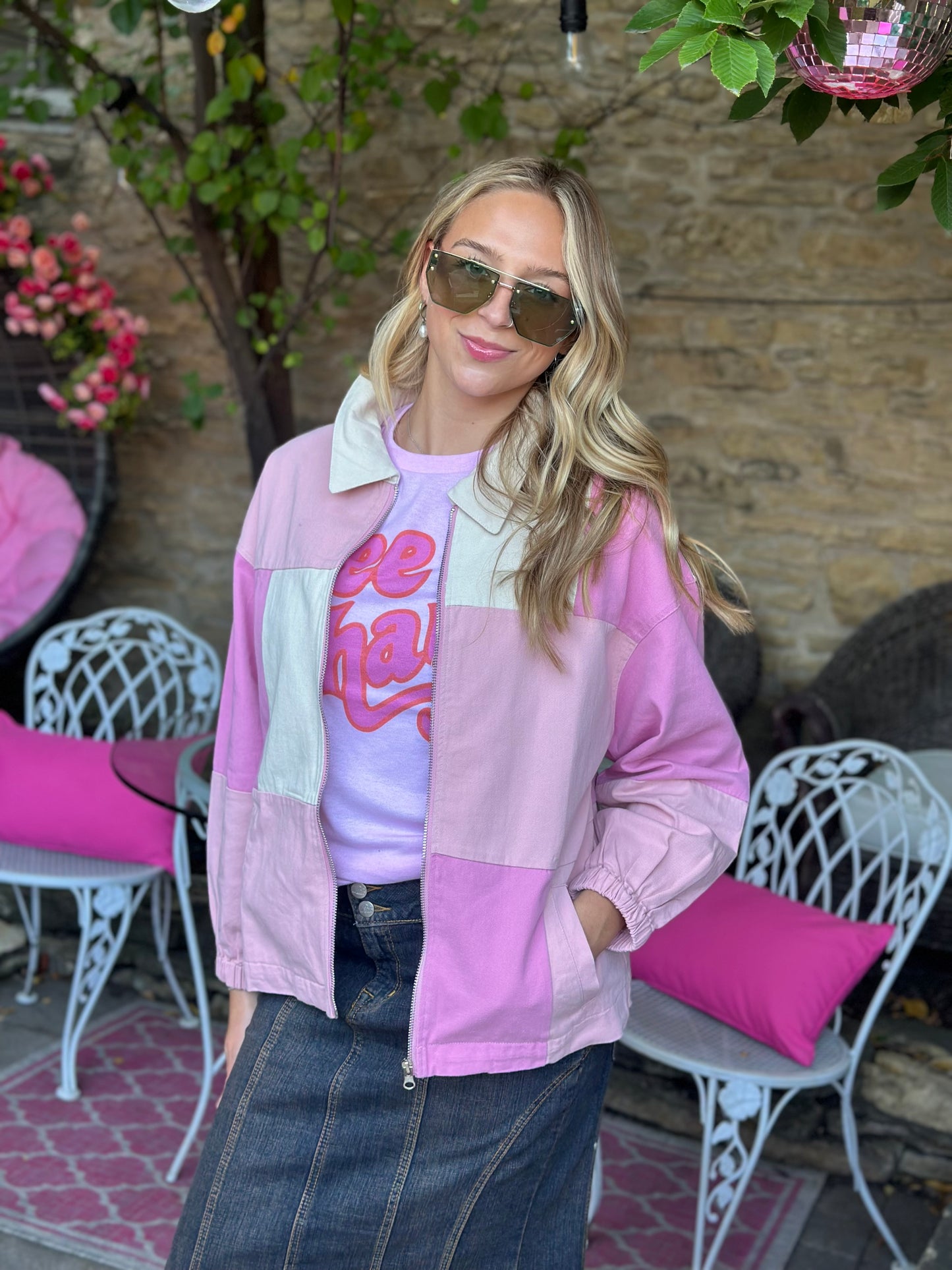 Blush Color Block Jacket
