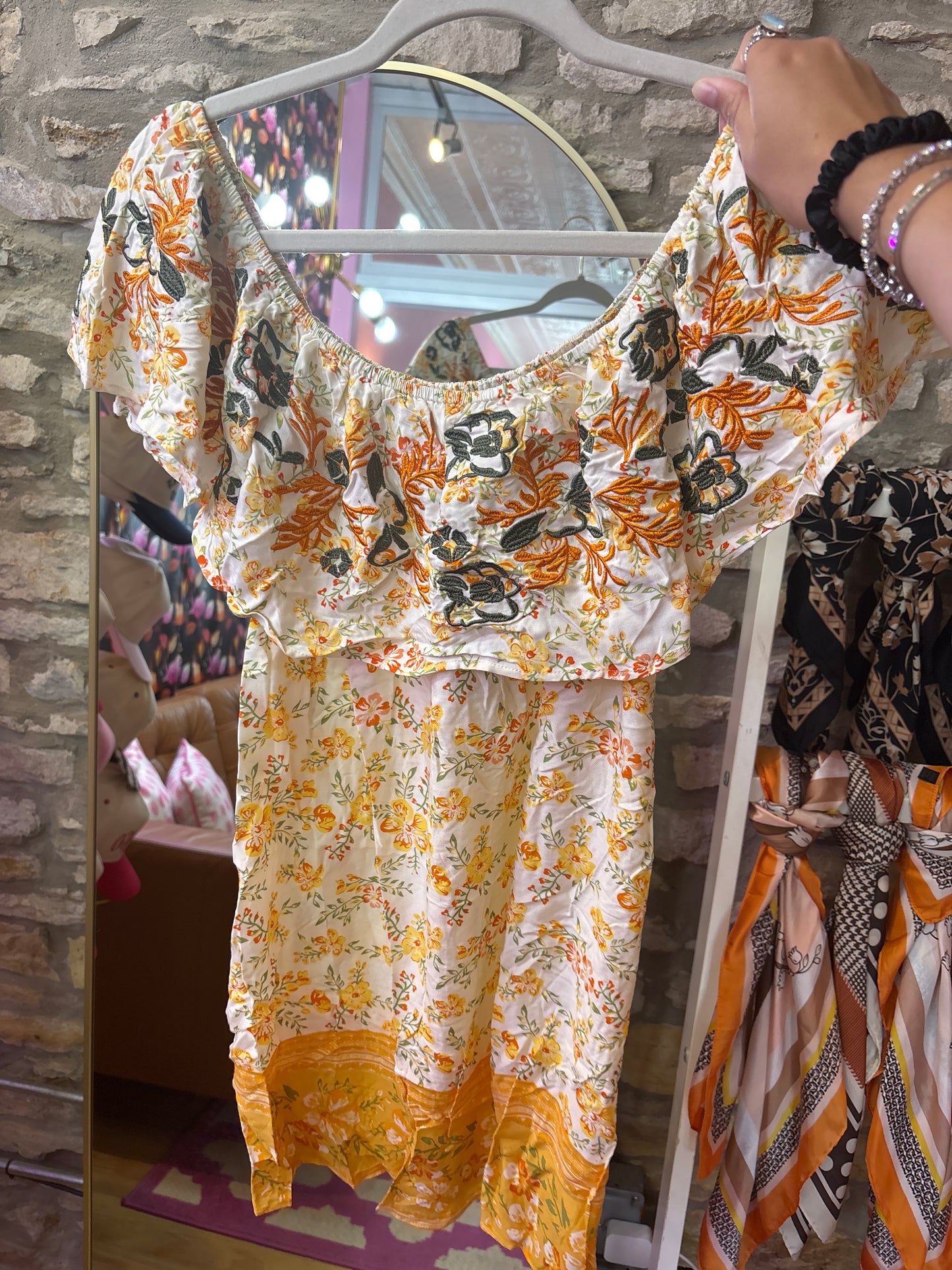 Orange Flower Embroidered Top (LG)