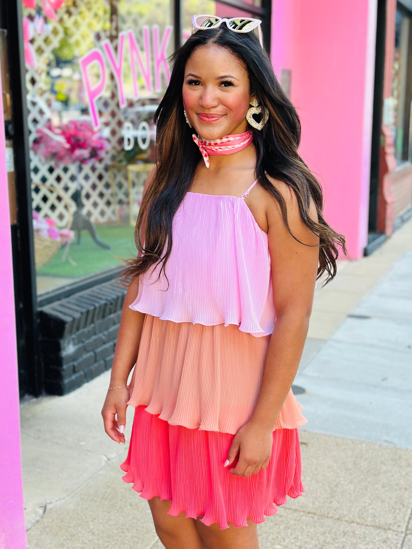 Coral Tiered Mini Dress
