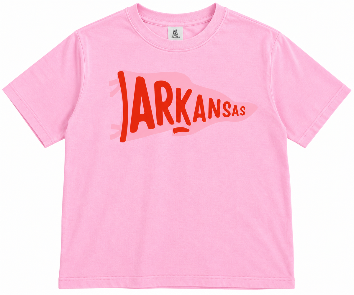 Arkansas Pennant Pink Tee