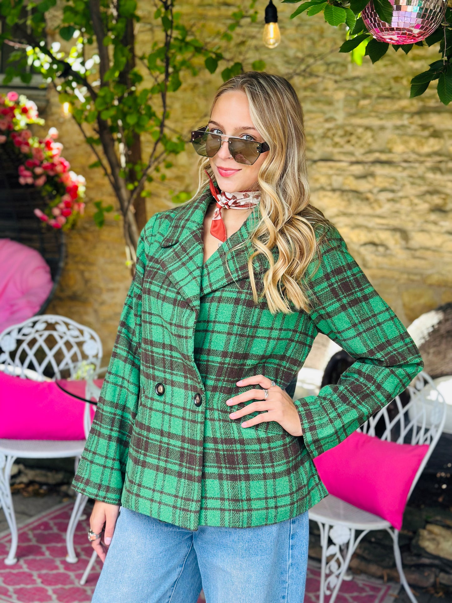Green Plaid Blazer
