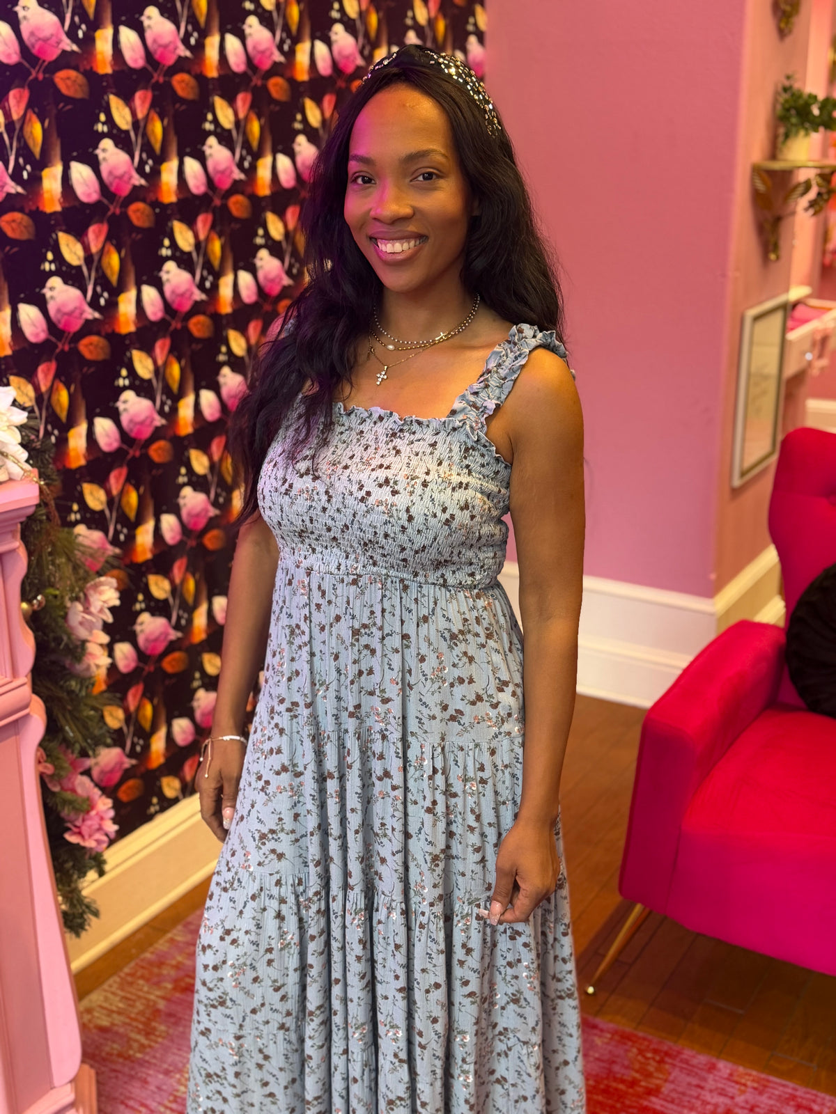 Blue Ruffle Floral Maxi LG