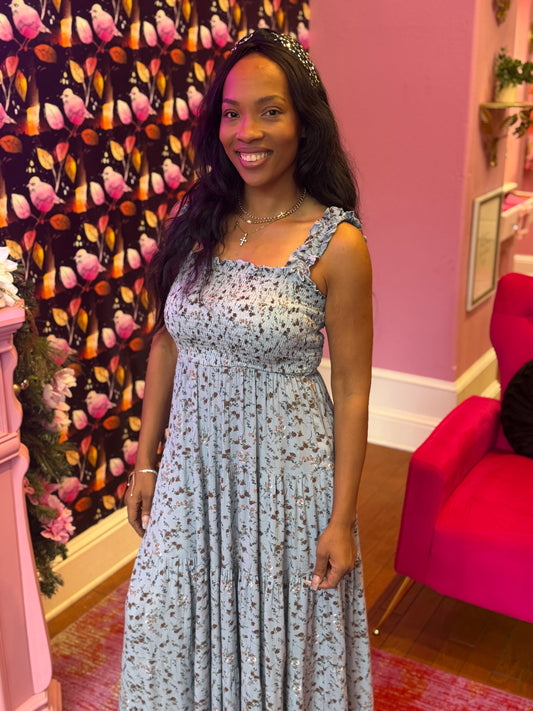 Blue Ruffle Floral Maxi LG